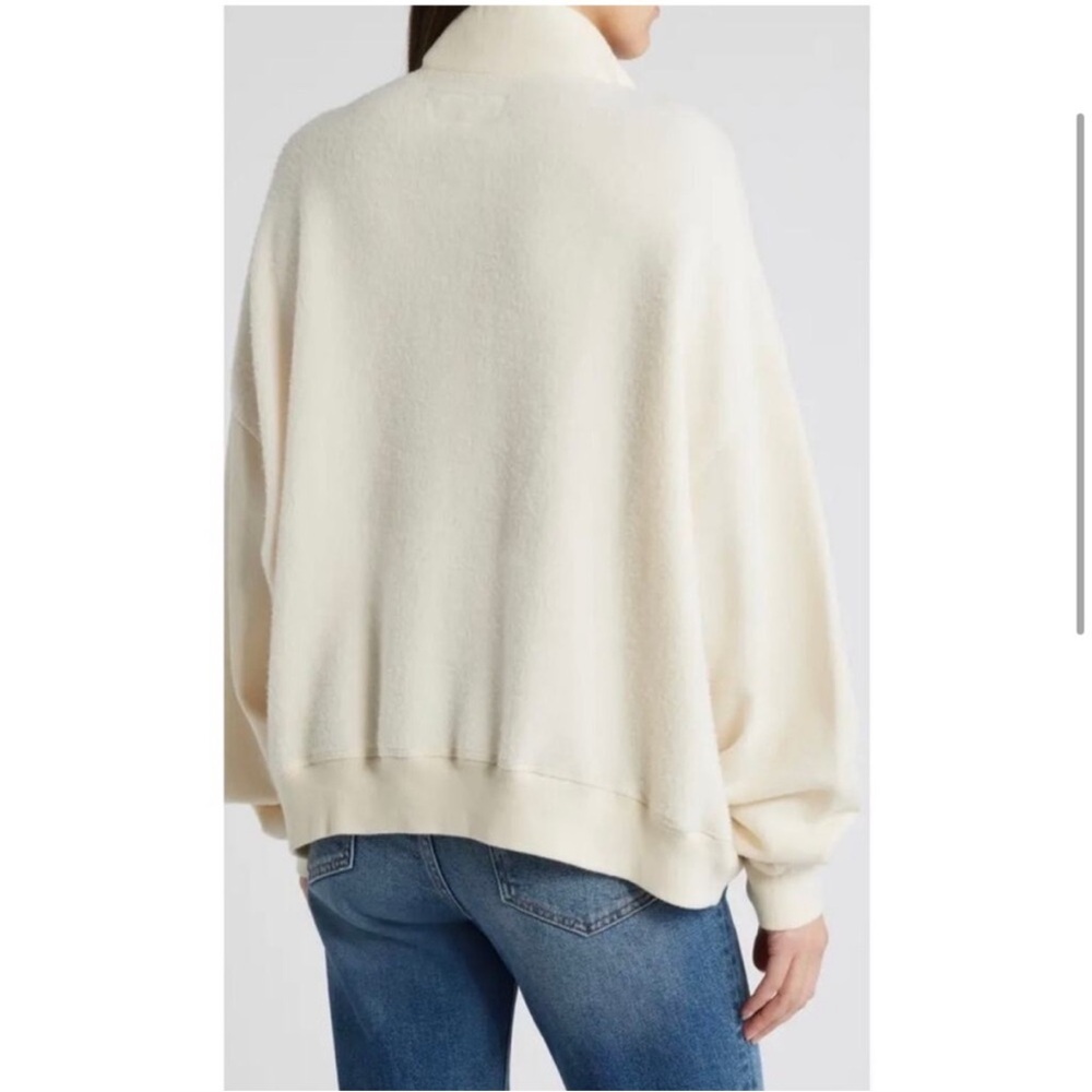 NEW THE GREAT. The slouch mixed media half-zip pullover washed white ivory sz 1 - Picture 4 of 9